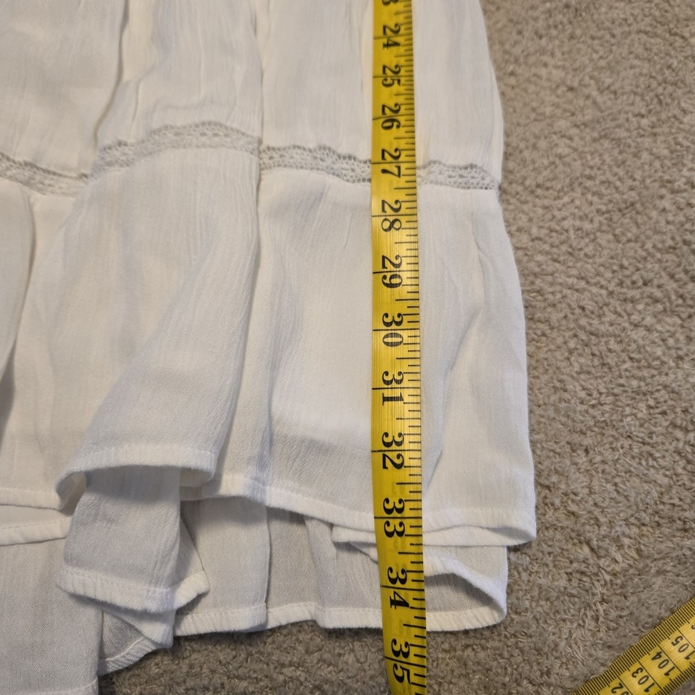 Hollister M Medium Long Tall White Cottagecore Fairy Boho Tiered Dress Button - Picture 9 of 11